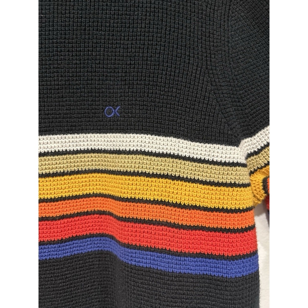 Outerknown Nostalgic Striped Waffle-Knit Sweater Black Rainbow Men's Medium - Picture 4 of 10